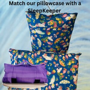 Decorative 'flamingoes' pillow slip goes well with the Purple SleepKeeper