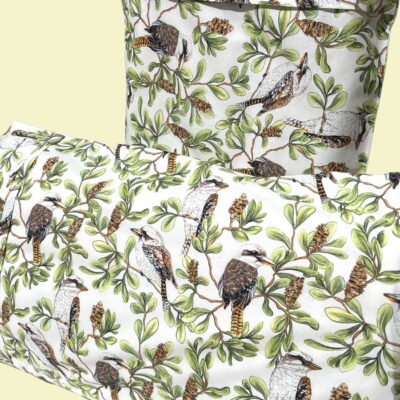 Designer Pillow Case -Kookaburra Travel with a decorative pillowcase