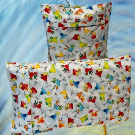 A pillow slip for any vacation with decorative margaritas